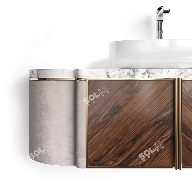 Luxury Hanging Bathroom Cabinet 1400mm Single Sink 3D model image 3