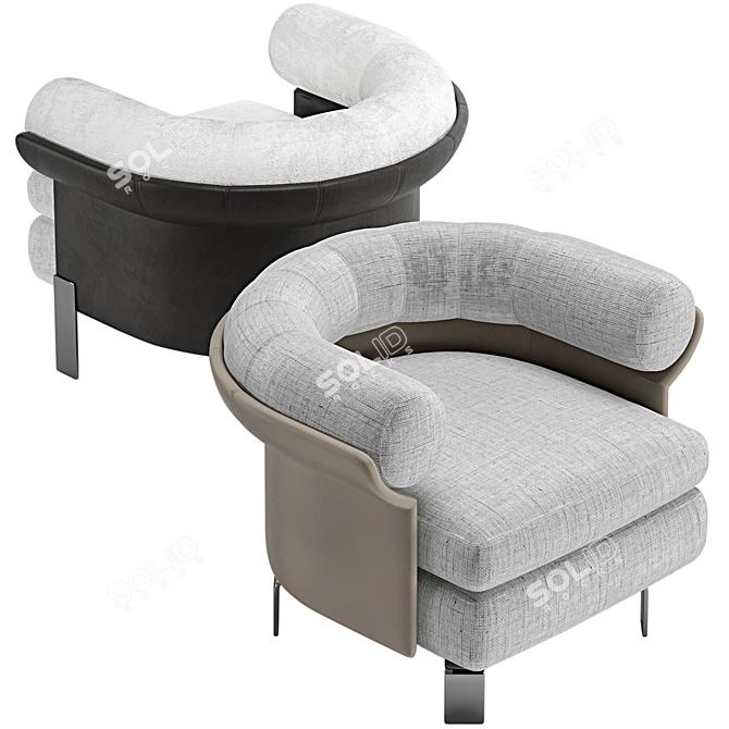 Minotti Mattia Armchair Set: Contemporary Design Inspired by the 70s 3D model image 2