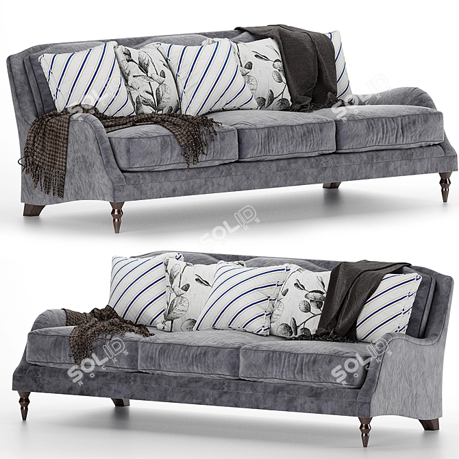 Stylish Ceracole Sofa with Fancy Footwork 3D model image 6