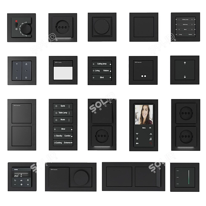 GIRA Sensotec: Sleek Flush-Mounted Sockets & Switches 3D model image 1