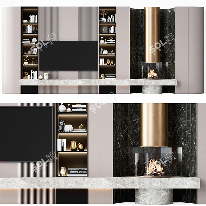 Sleek TV Wall 75 3D model image 1