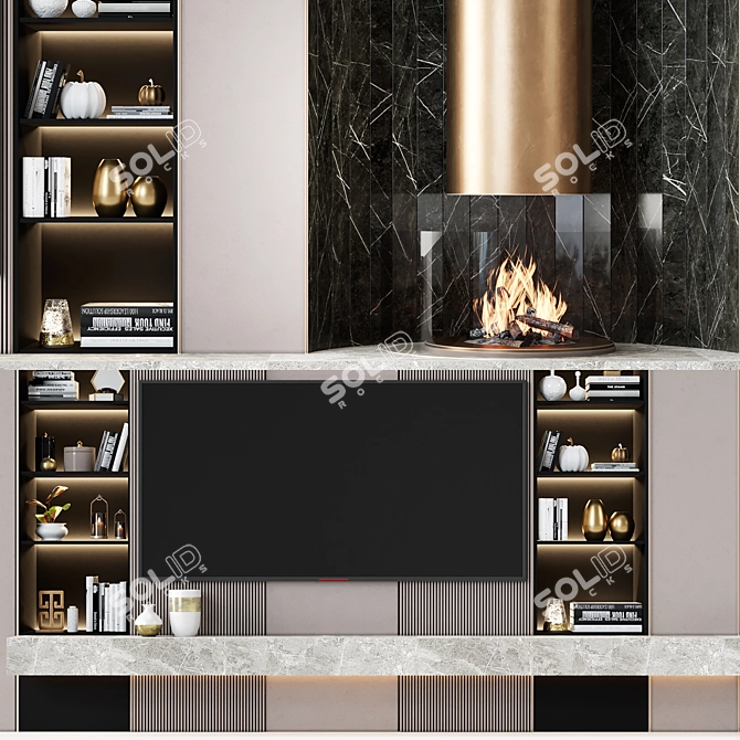 Sleek TV Wall 75 3D model image 2