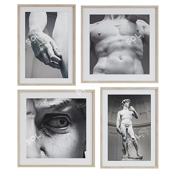 Modern Marble David Statue Picture Frame Set 3D model image 5