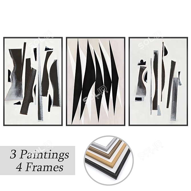 Elegant Wall Art Set No. 3642 3D model image 1