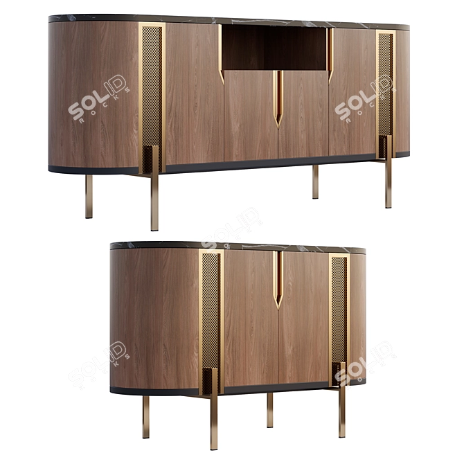 Modern Wood Sideboard - 03 3D model image 2