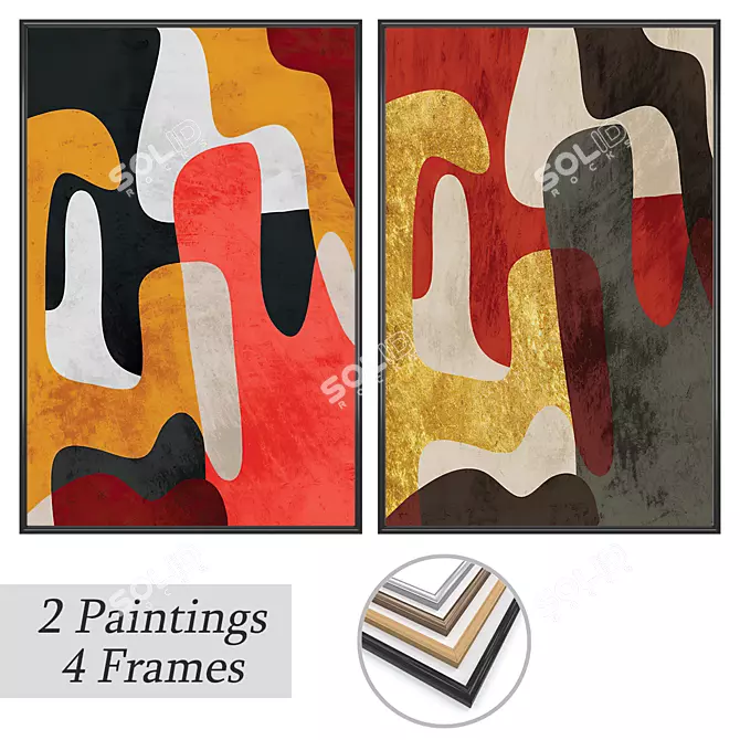 Modern Wall Art Set with Variety of Frames 3D model image 1