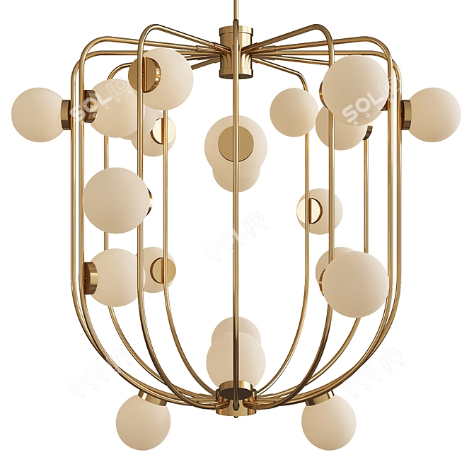 Opaline Ball Murano Cage Chandelier 3D model image 1