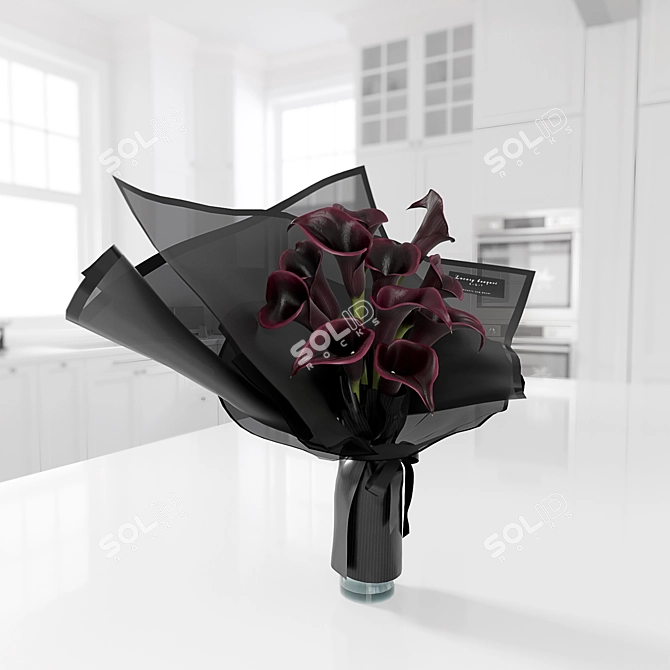 Elegant Calla Bouquet - Exquisite Floral Arrangement 3D model image 3