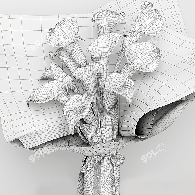 Elegant Calla Bouquet - Exquisite Floral Arrangement 3D model image 6