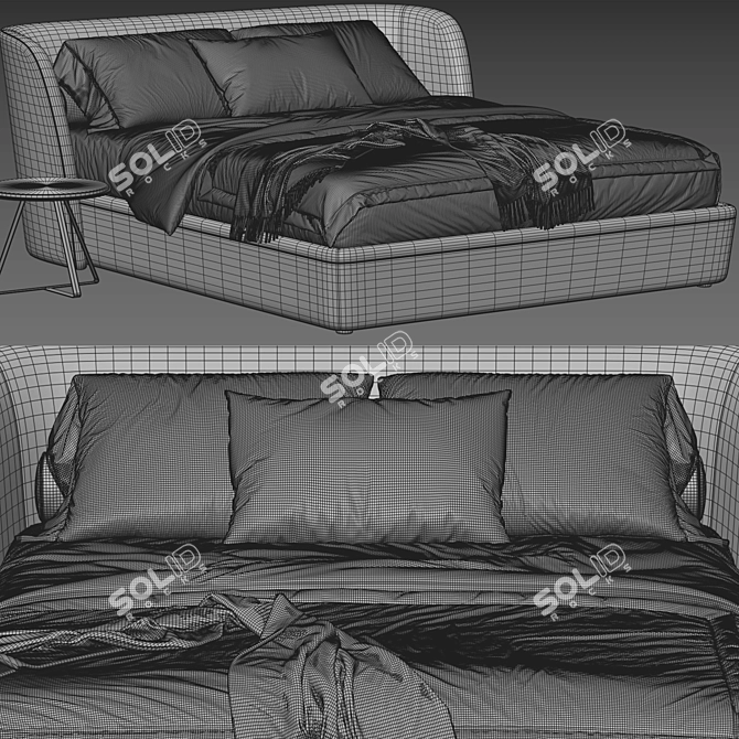 Rolf Benz Tondo Fabric Bed 3D model image 3