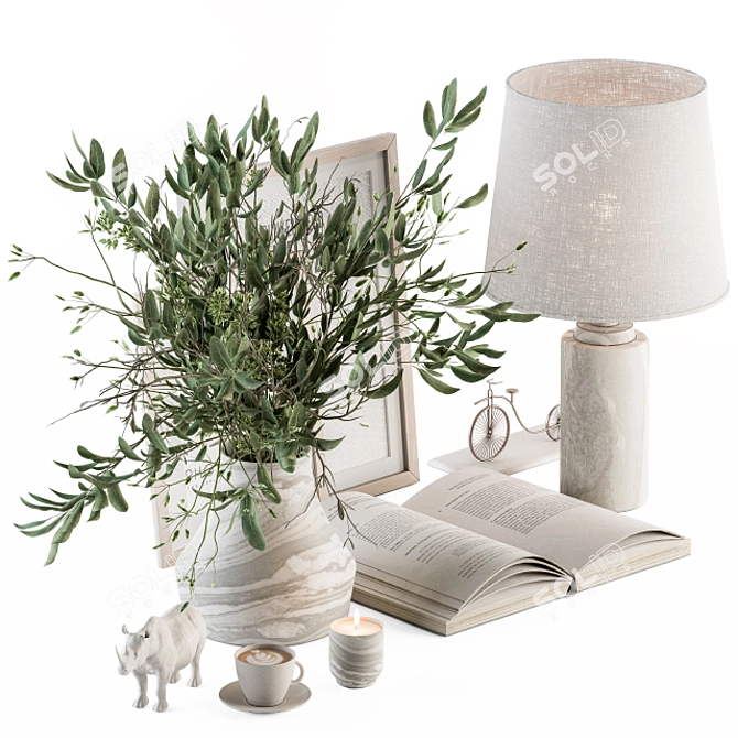 Elegant Blooms Decor Set 3D model image 1