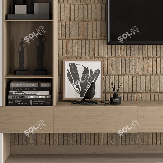 Stylish TV Wall Unit 3D model image 3