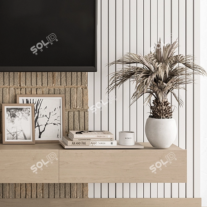 Stylish TV Wall Unit 3D model image 4