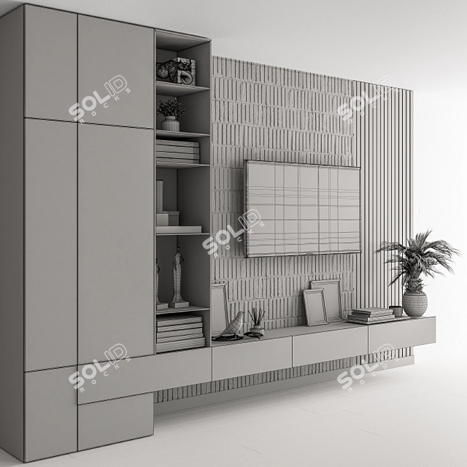 Stylish TV Wall Unit 3D model image 7