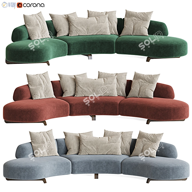 Elegant Vao Curved Sofa 3D model image 1