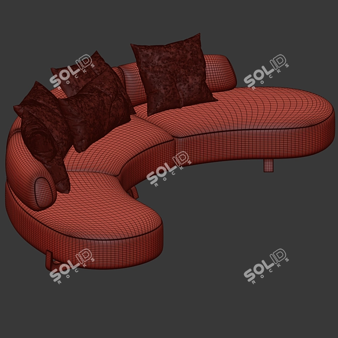 Elegant Vao Curved Sofa 3D model image 2