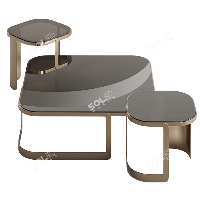 Modern Fendi Bent Glass Coffee Table 3D model image 3