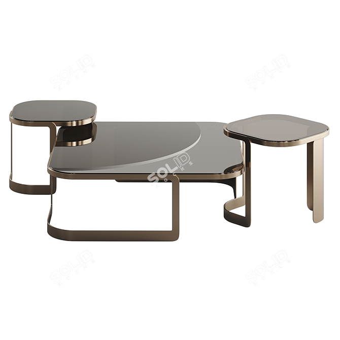 Modern Fendi Bent Glass Coffee Table 3D model image 6