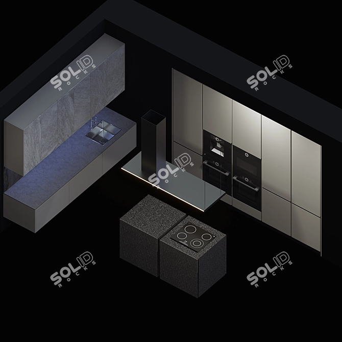 Greystone Beeck Kuchen: Sleek Kitchen Design 3D model image 3