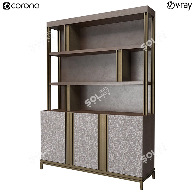 Modern Metal Shelving Unit 3D model image 1