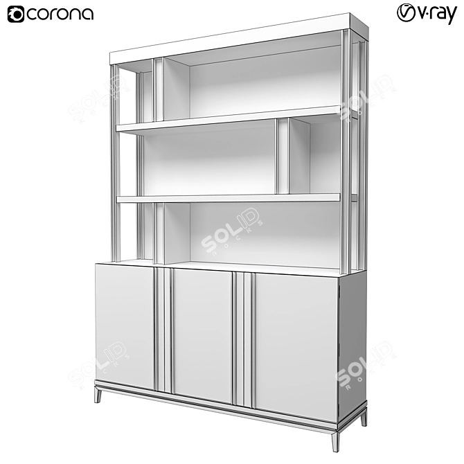 Modern Metal Shelving Unit 3D model image 2