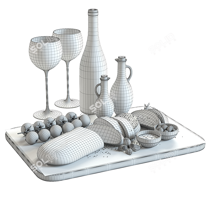 Gourmet Bread Board Set 3D model image 2