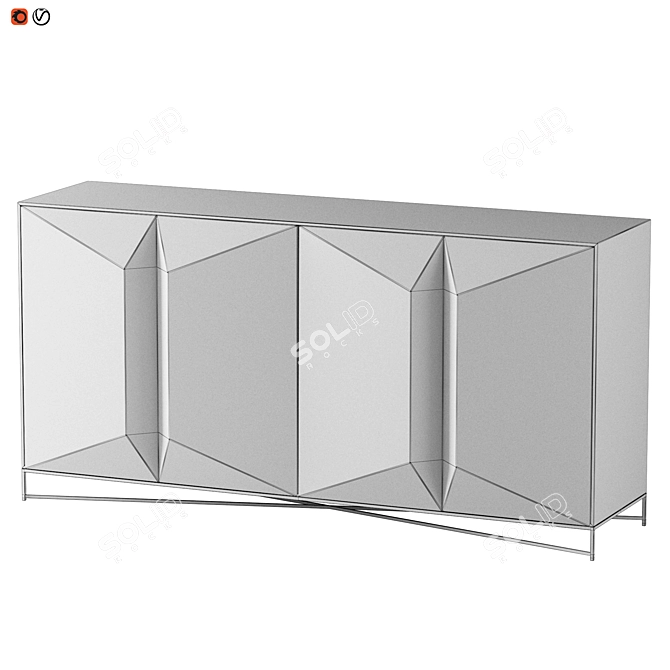 Art Deco Silver Mirror Sideboard 3D model image 2