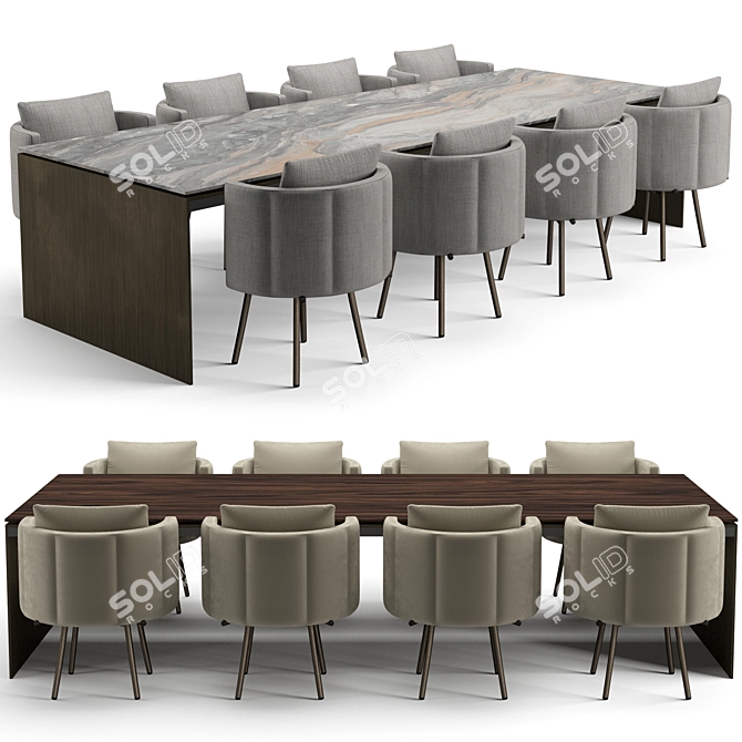 Elegant Minotti Dining Set 3D model image 1