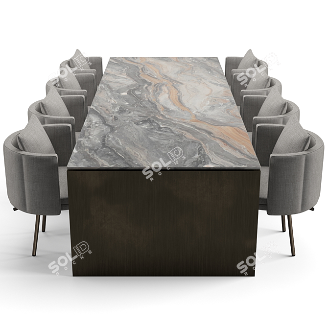 Elegant Minotti Dining Set 3D model image 2