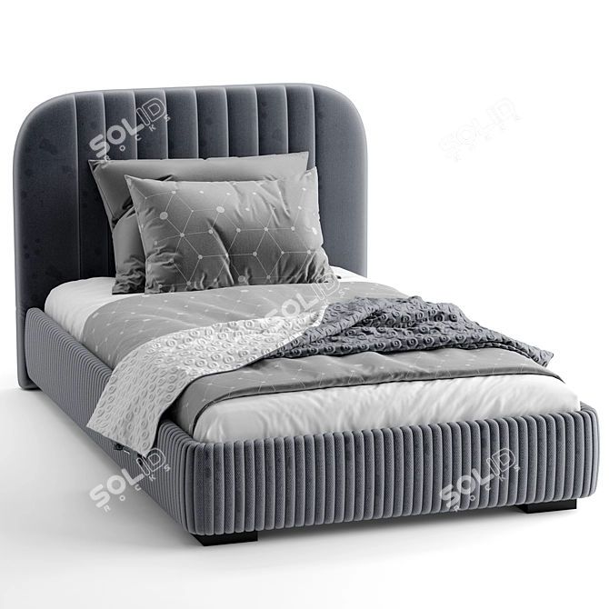 Stylish Single Bed for Boys 3D model image 3