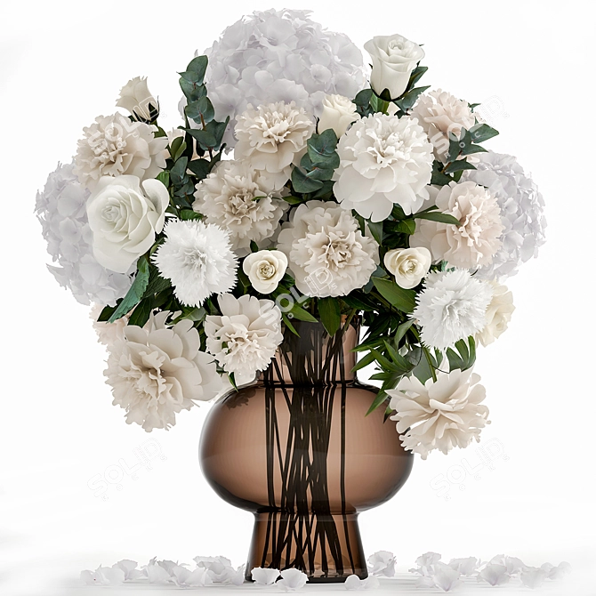 Luxury White Flower Bouquet 3D model image 1