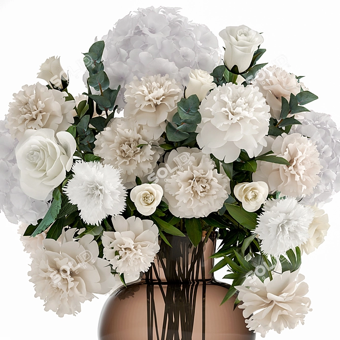 Luxury White Flower Bouquet 3D model image 3