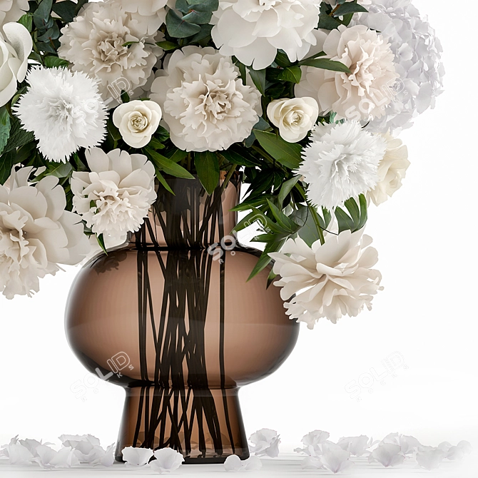 Luxury White Flower Bouquet 3D model image 5