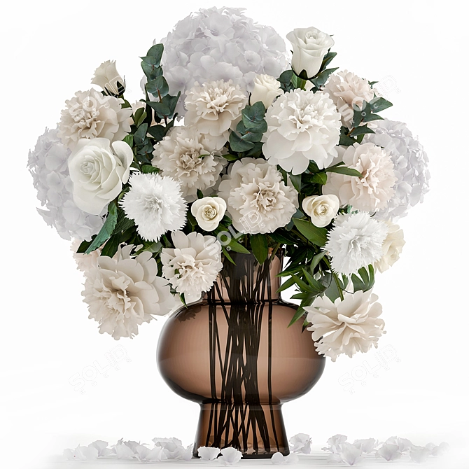 Luxury White Flower Bouquet 3D model image 8