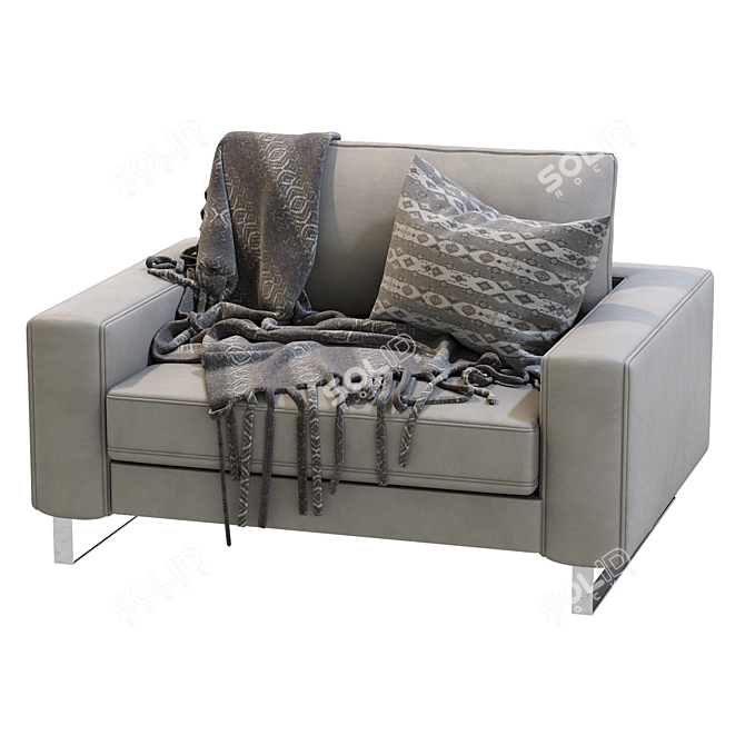 Elegant Slide Armchair in Marelli Leather 3D model image 5