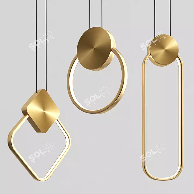 Sleek LED Geometric Pendant Light 3D model image 1