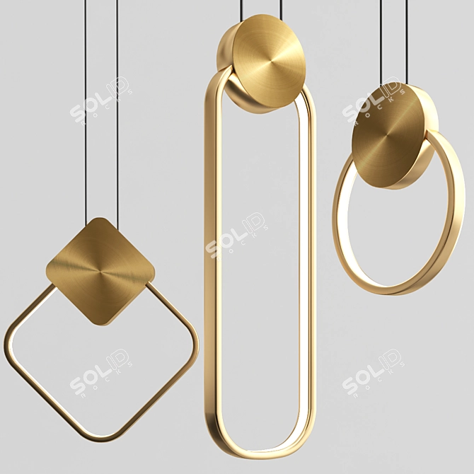 Sleek LED Geometric Pendant Light 3D model image 3