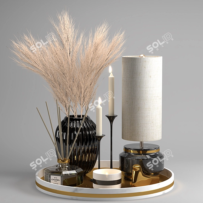 Boho Chic Pampas Decor Set 3D model image 1