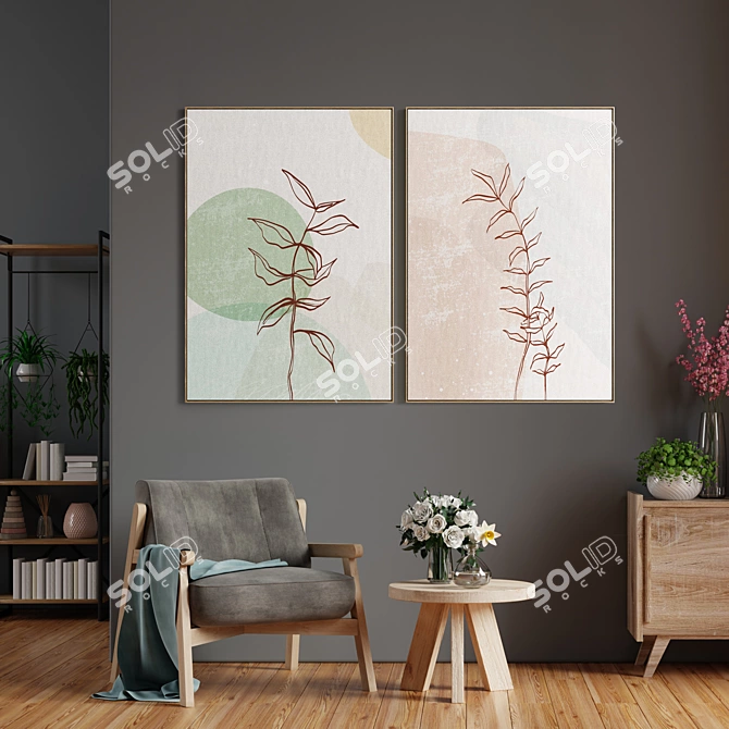 Abstract Frame Art Set 3D model image 2