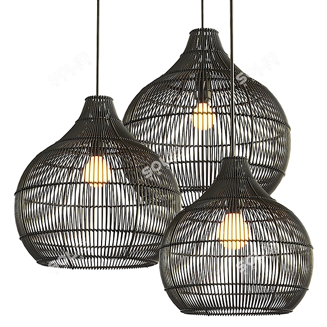 Modern Rattan Chandelier - Aliexpress 3D model image 2