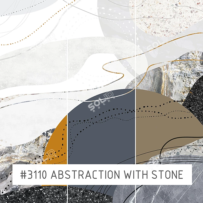 Title: Abstract Stone with Dots: Eco Mural 3D model image 1