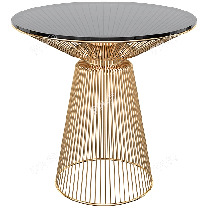 Elegant Gold Glass Side Table 3D model image 1