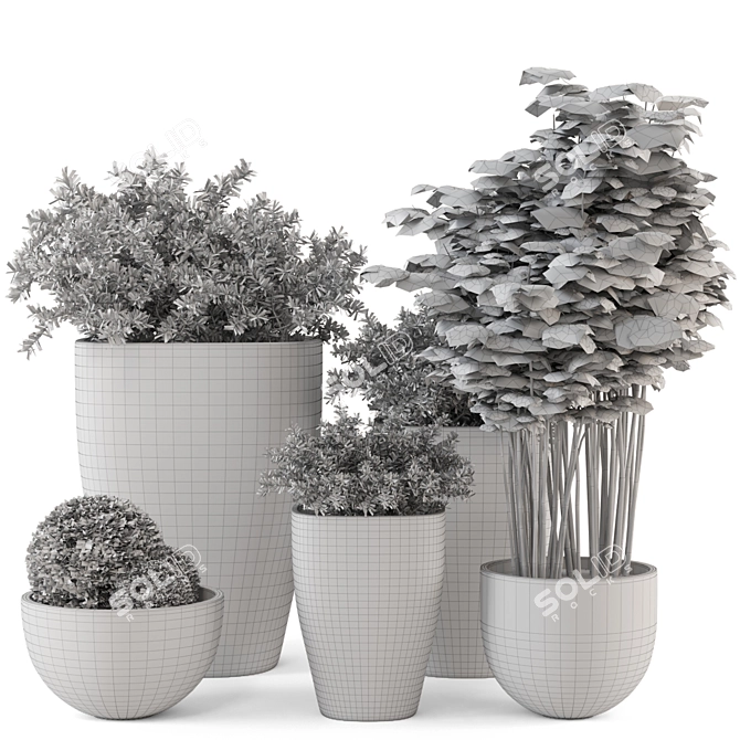 Rusty Concrete Pot Outdoor Bush Set 3D model image 7