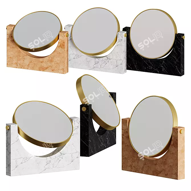 Elegant Marble Mirror 3D model image 2