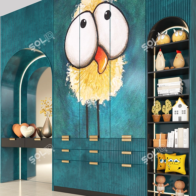 Kid's Wardrobe with Accessories 3D model image 6