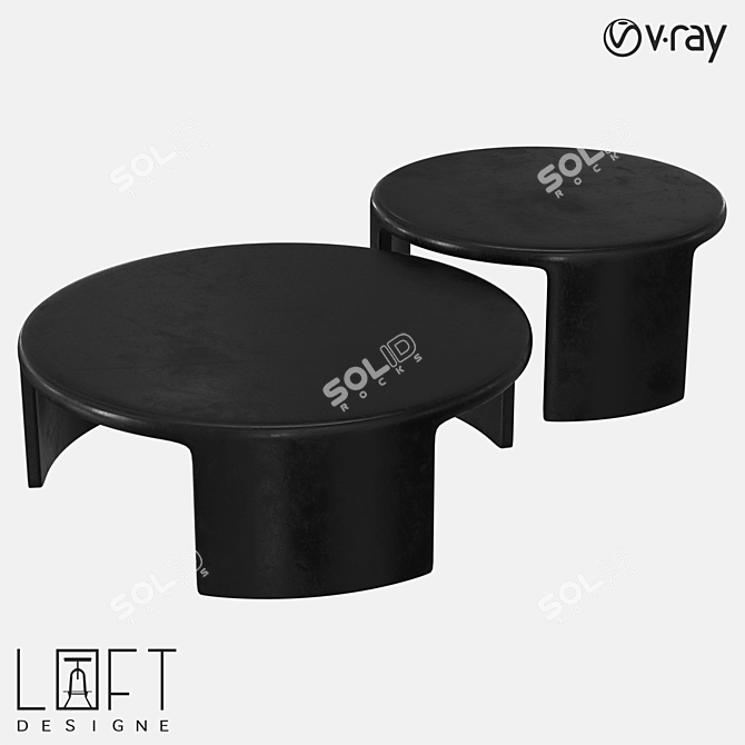 Industrial Concrete Coffee Table Set 3D model image 1