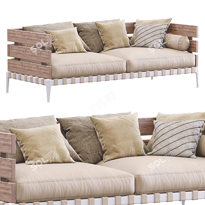 Ansel Leather Sofa: Stylish & Comfortable 3D model image 1