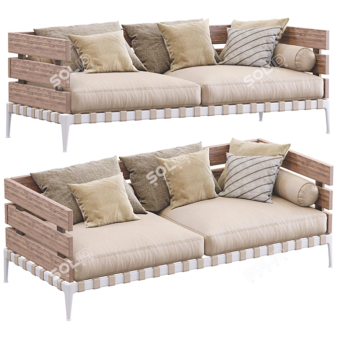 Ansel Leather Sofa: Stylish & Comfortable 3D model image 2