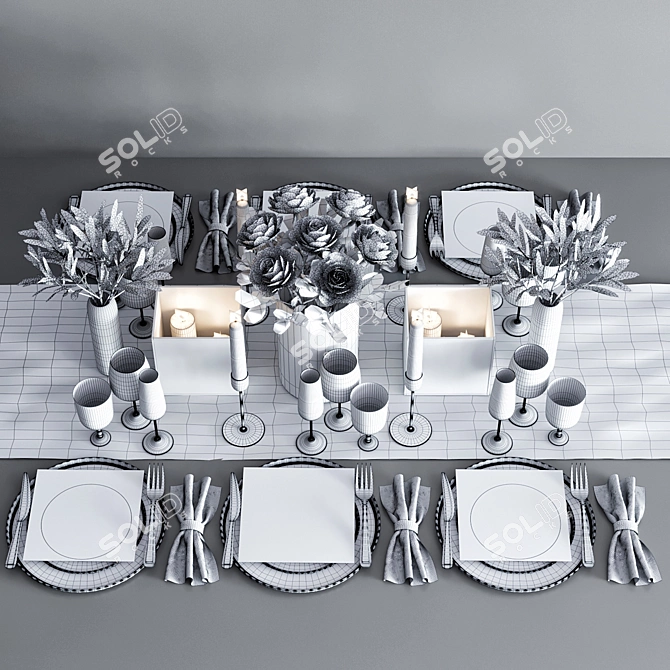 Modern 3-Piece Table Set 3D model image 4