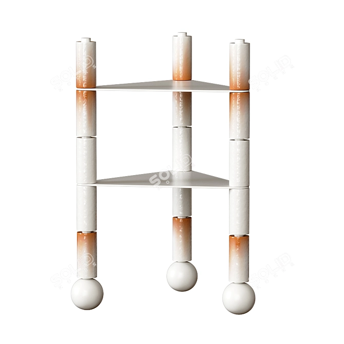 Elegant Ceramic Enamel Etagere 3D model image 1
